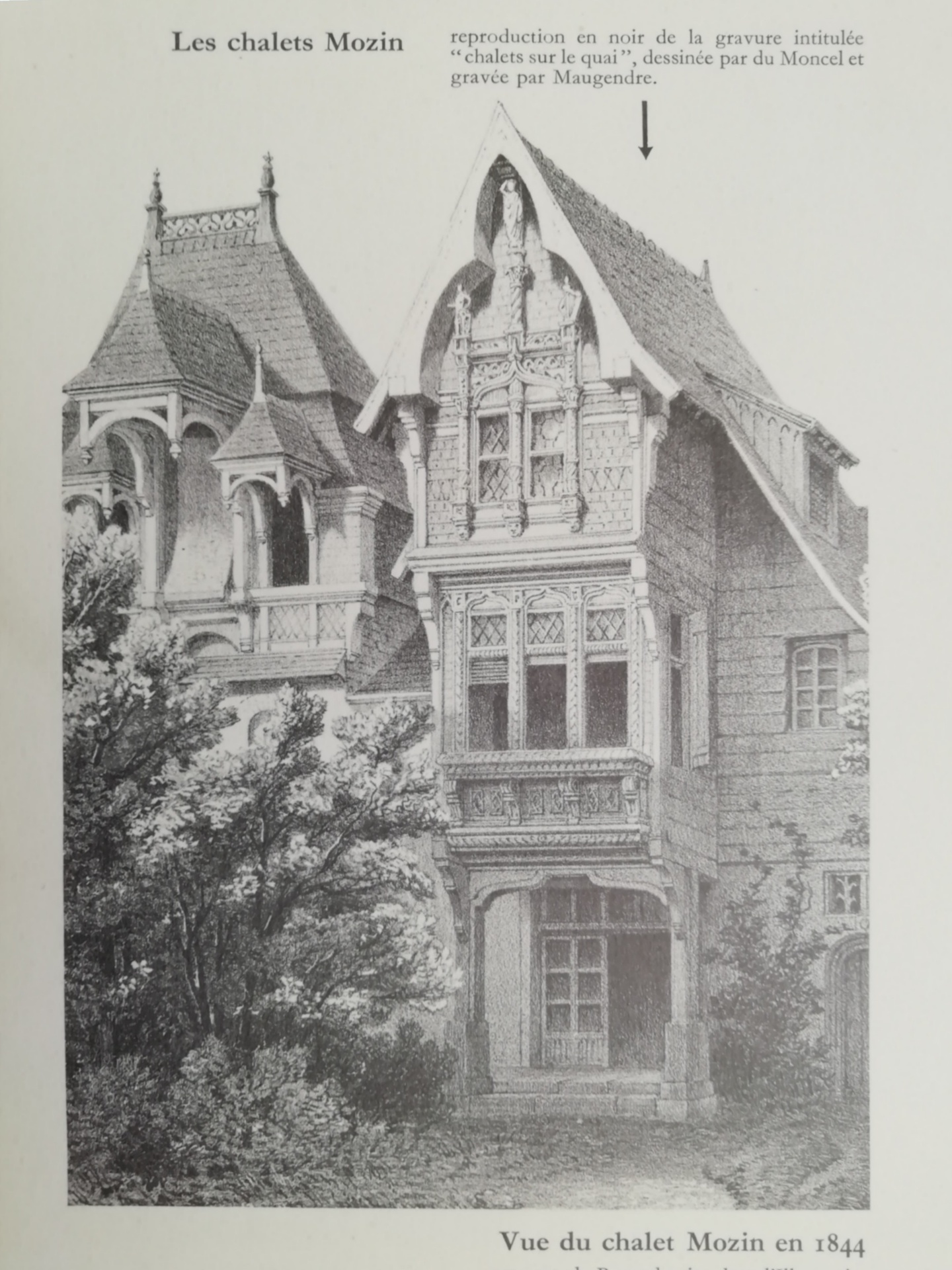 Chalet Mozin — gravure d'origine (1844)